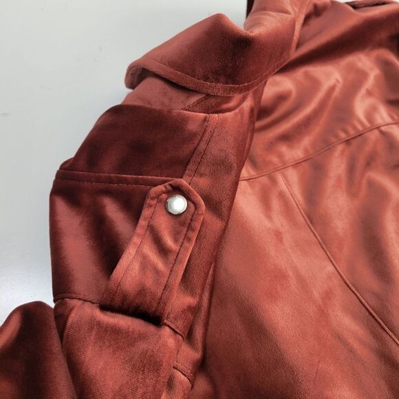 NEW 1X SOFT COPPER BURGUNDY ZIP LINED MOTO TRAVEL PACKABLE COAT JACKET XXL NWT - Picture 14 of 14